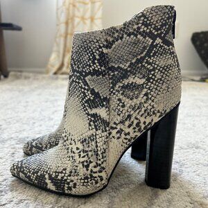 The Kendra Ankle Bootie in Snake Print